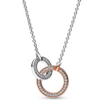 Collar doble círculo plata rose con logo