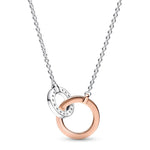 Collar doble círculo plata rose con logo
