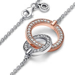 Collar doble círculo plata rose con logo