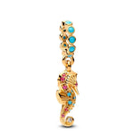 Caballo de mar dorado para pulsera eslabones