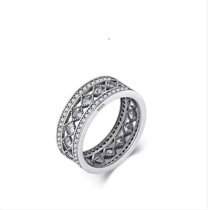 Anillo Corona solitario azul