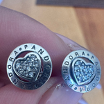 Aros círculo corazón plata con logo