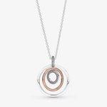 Collar círculo triple Rose y plata